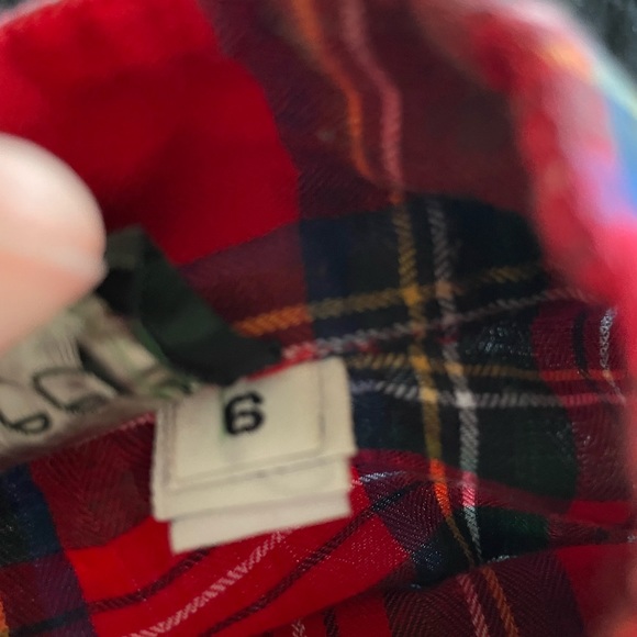Vintage mockneck red plaid flannel double button blouse - Picture 4 of 7